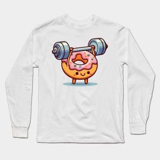 cute Doughnut barbell lift Long Sleeve T-Shirt